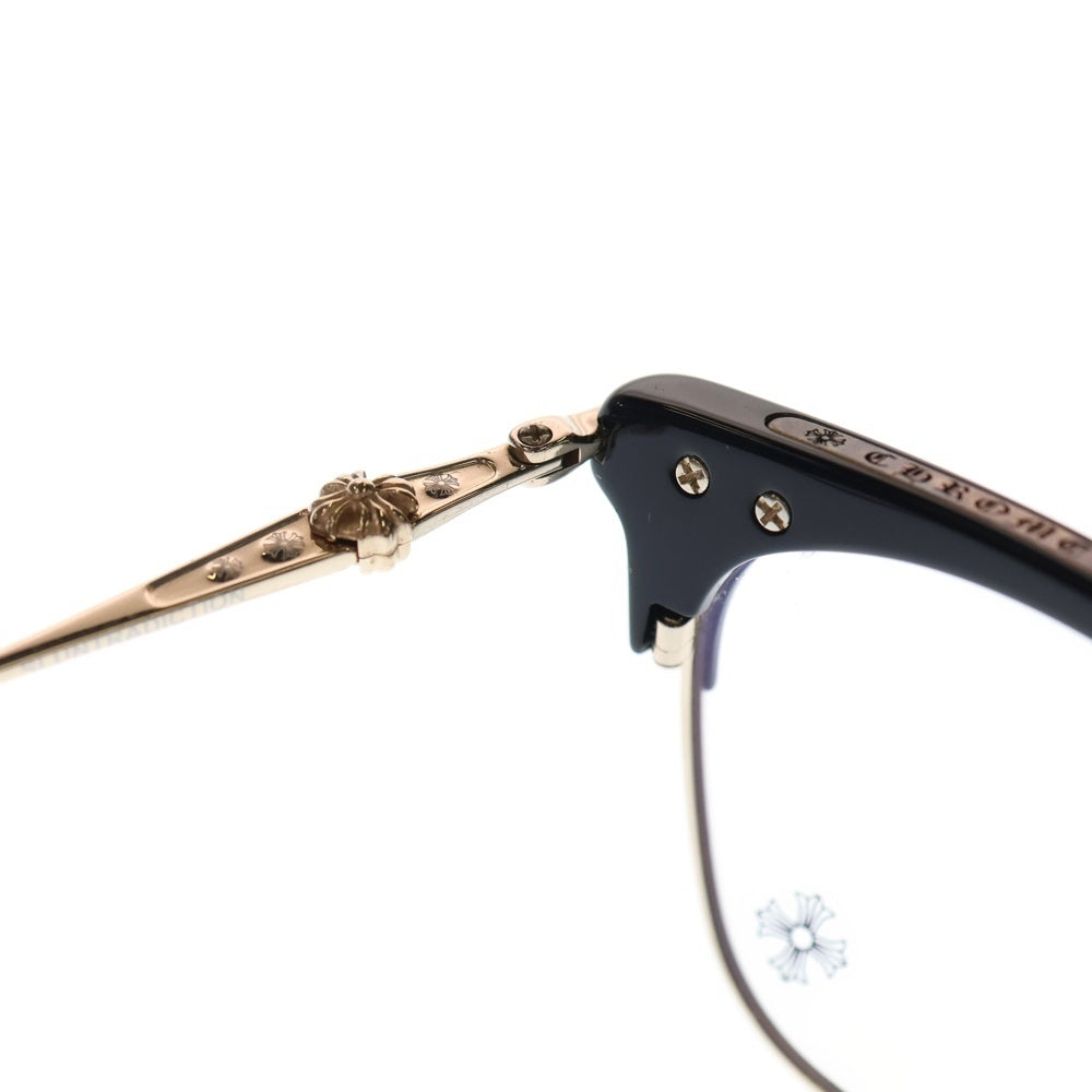 CHROME HEARTS(クロムハーツ) SLUNTRADICTION I クロスボールハーフリムスクエア眼鏡 ゴールド/ブラック