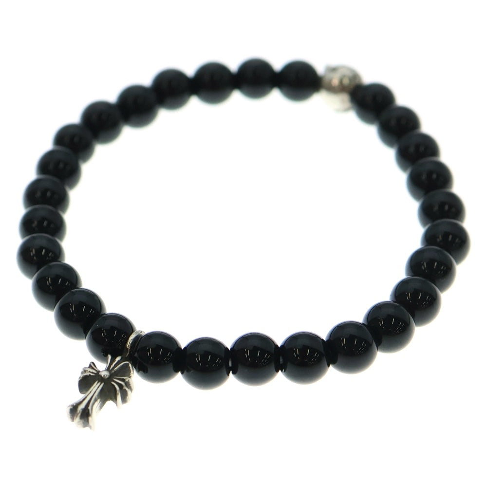 CHROME HEARTS(クロムハーツ) BEAD 6mm CHクロスチャーム ビーズブレスレット ブラック/シルバー