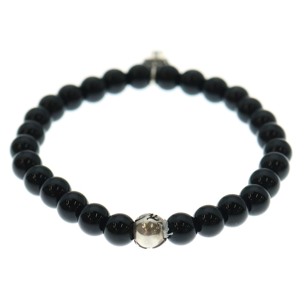 CHROME HEARTS(クロムハーツ) BEAD 6mm CHクロスチャーム ビーズブレスレット ブラック/シルバー