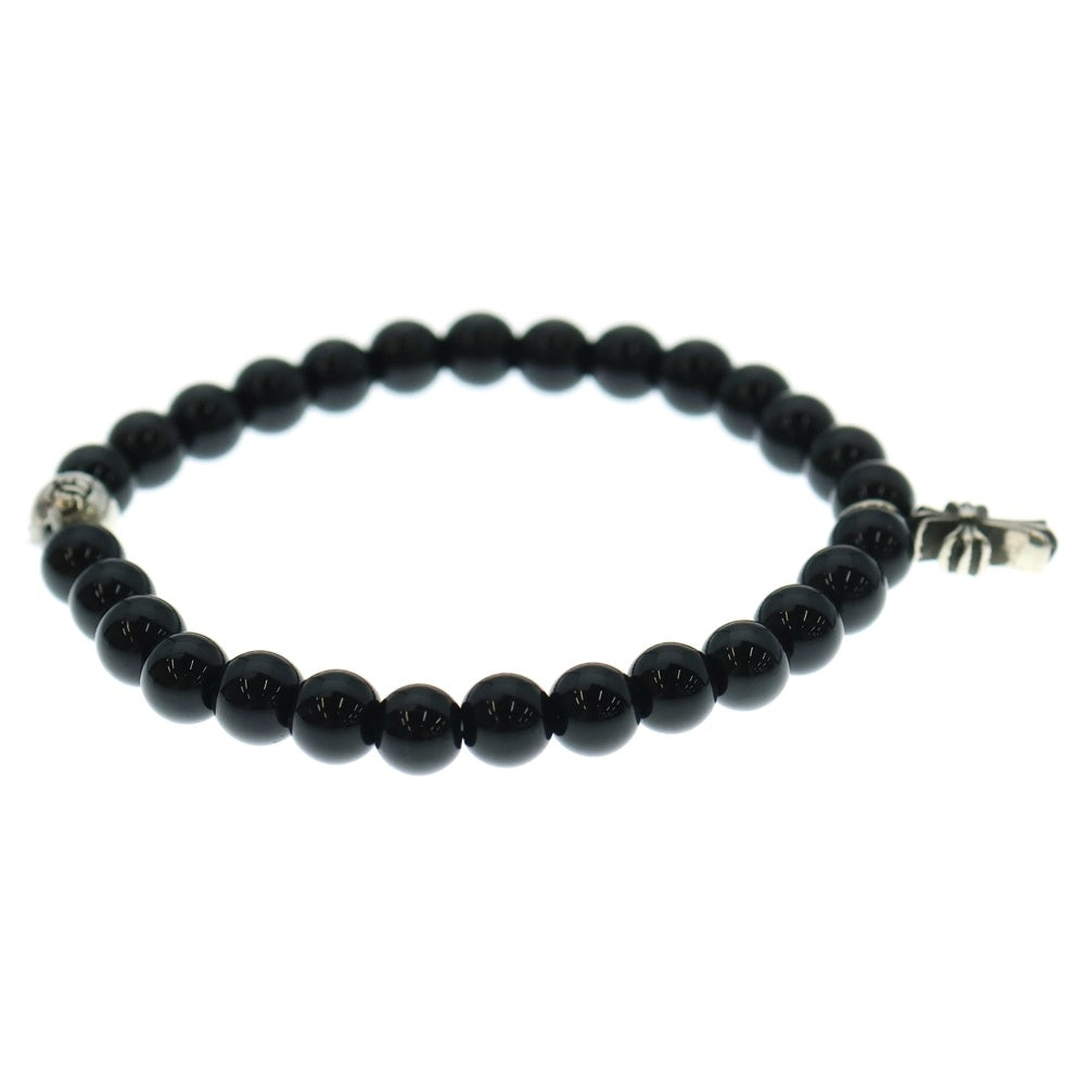 CHROME HEARTS(クロムハーツ) BEAD 6mm CHクロスチャーム ビーズブレスレット ブラック/シルバー
