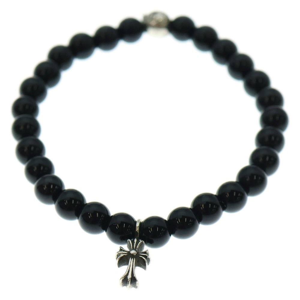 CHROME HEARTS(クロムハーツ) BEAD 6mm CHクロスチャーム ビーズブレスレット ブラック/シルバー