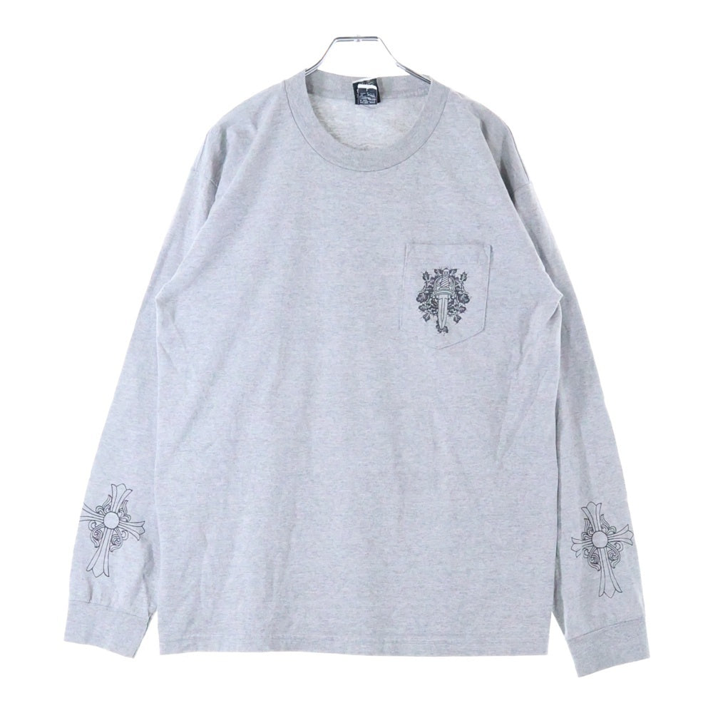 CHROME HEARTS(クロムハーツ) OLD Dagger logo L/S Tee オールドモデル ダガーロゴプリント長袖Tシャツ 長袖カットソー グレー