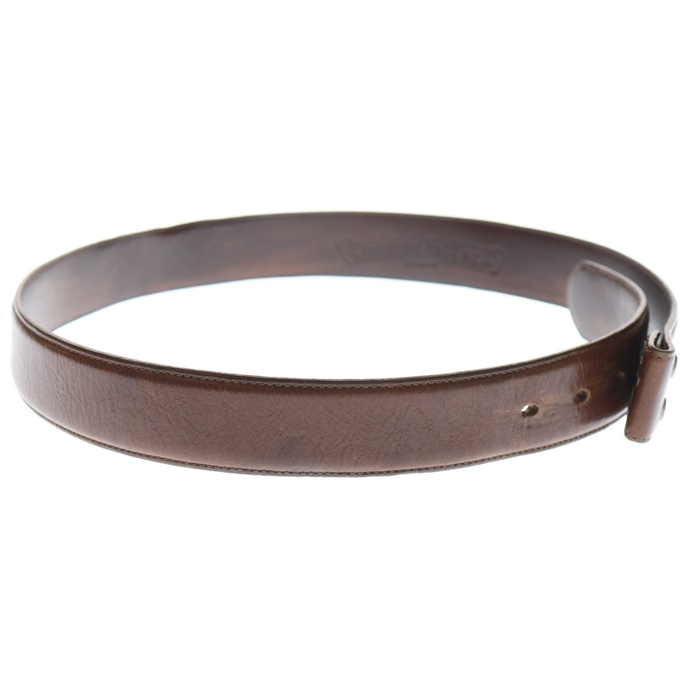 CHROME HEARTS(クロムハーツ) 1.5 STRAP 1.5inch スクロールレーベルリベッツ レザーベルト ブラウン