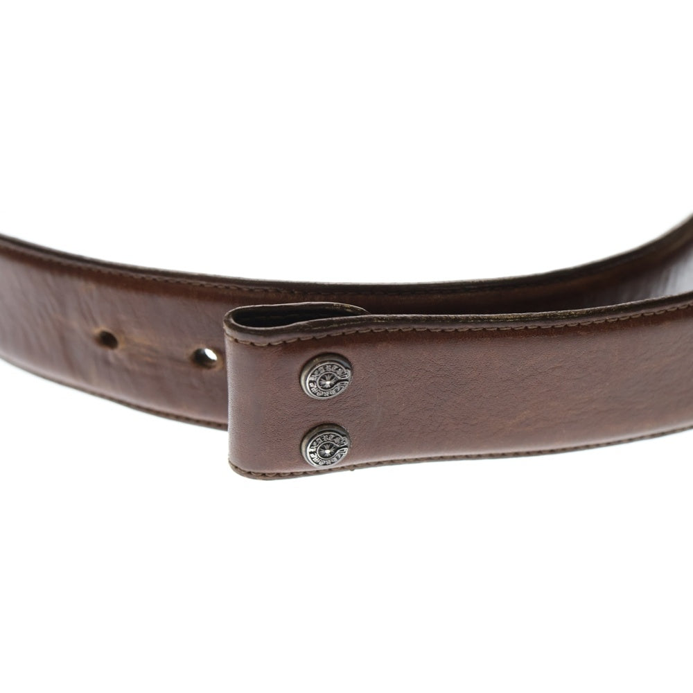 CHROME HEARTS(クロムハーツ) 1.5 STRAP 1.5inch スクロールレーベルリベッツ レザーベルト ブラウン