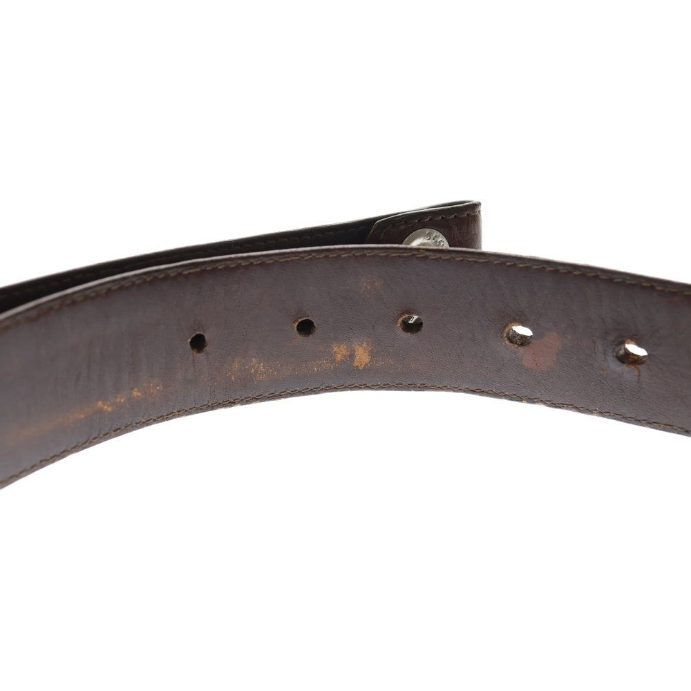 CHROME HEARTS(クロムハーツ) 1.5 STRAP 1.5inch スクロールレーベルリベッツ レザーベルト ブラウン