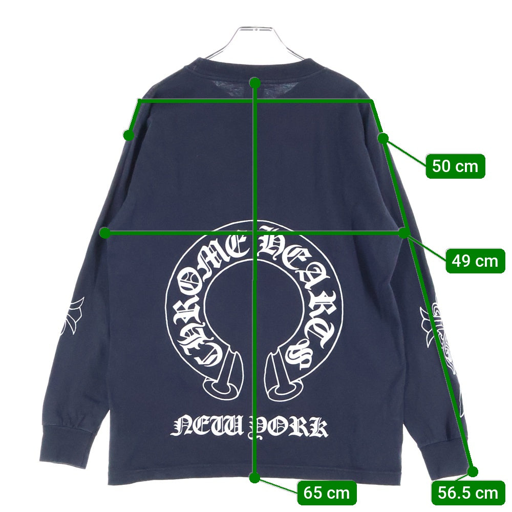 CHROME HEARTS(クロムハーツ) OLD NEW YORK Horseshoe L/S Tee オールド ニューヨーク限定 ホースシュープリント 長袖Tシャツ ロングスリーブカットソー ブラック