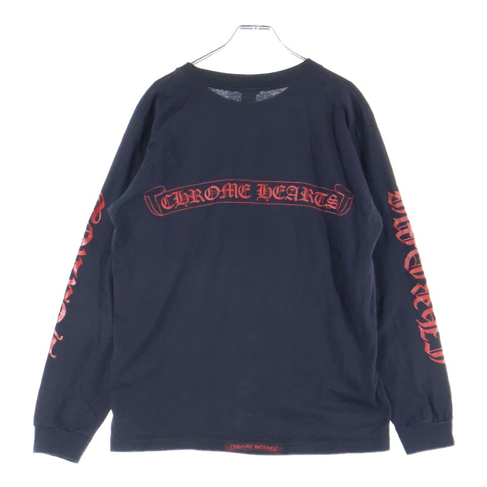 CHROME HEARTS(クロムハーツ) OLD Vertical Logo L/S オールド バーティカルロゴ バックプリント アーチロゴ 長袖Tシャツ カットソー レッド/ブラック