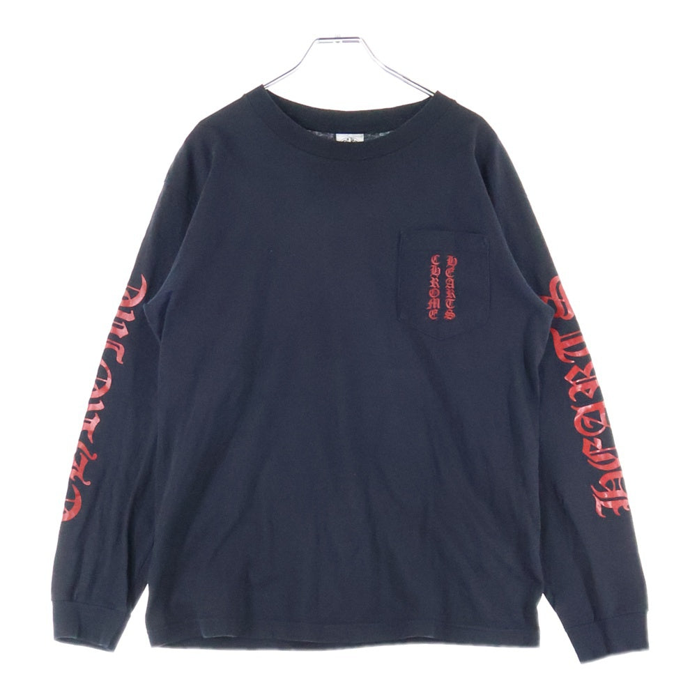 CHROME HEARTS(クロムハーツ) OLD Vertical Logo L/S オールド バーティカルロゴ バックプリント アーチロゴ 長袖Tシャツ カットソー レッド/ブラック