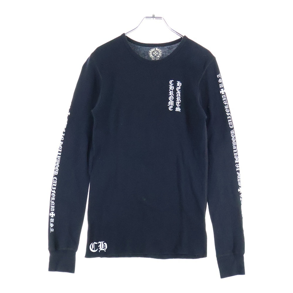 CHROME HEARTS(クロムハーツ) アームロゴ バッククロス サーマル 長袖Tシャツ ロンT ブラック