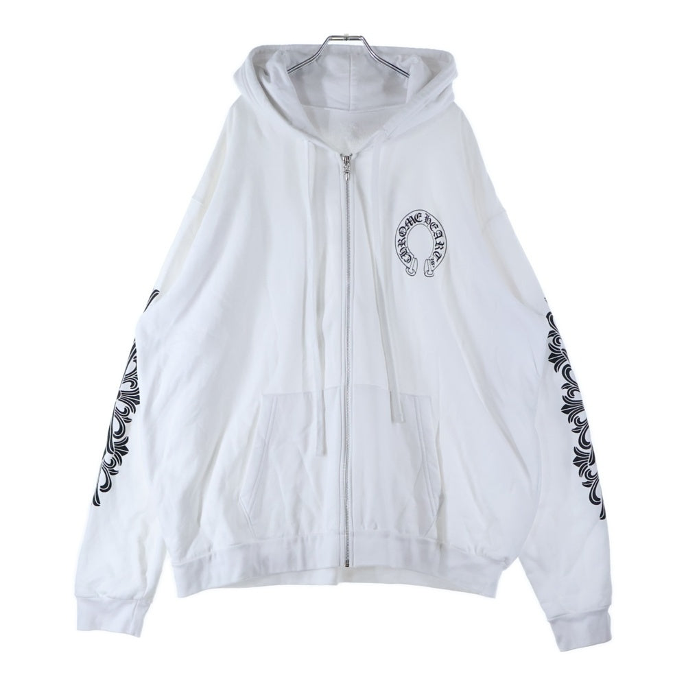 CHROME HEARTS(クロムハーツ) SWTSHRT HD ZIP 袖フローラルバックホースシュープリントパーカー