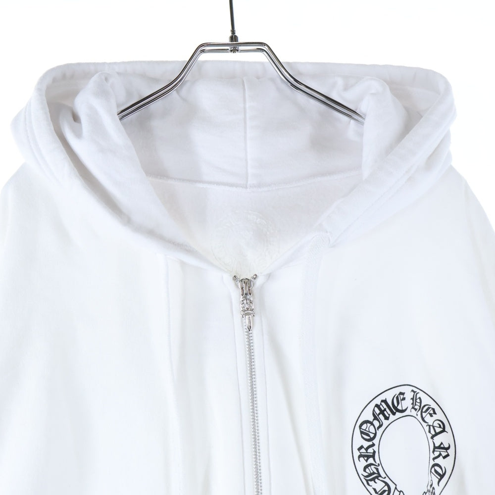 CHROME HEARTS(クロムハーツ) SWTSHRT HD ZIP 袖フローラルバックホースシュープリントパーカー