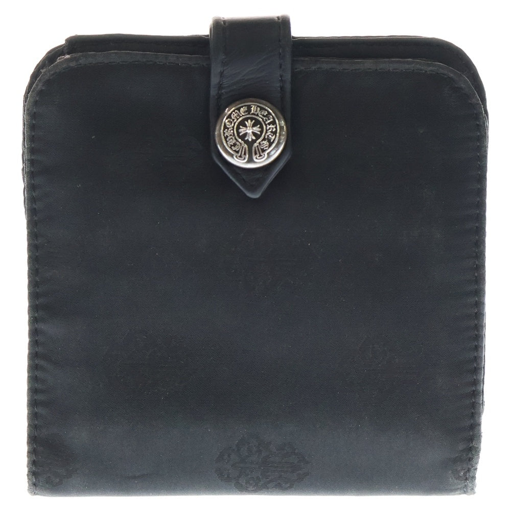 CHROME HEARTS(クロムハーツ) SQ BTN BILL スクエアボタンビル フラップボタンナイロンウォレット ブラック