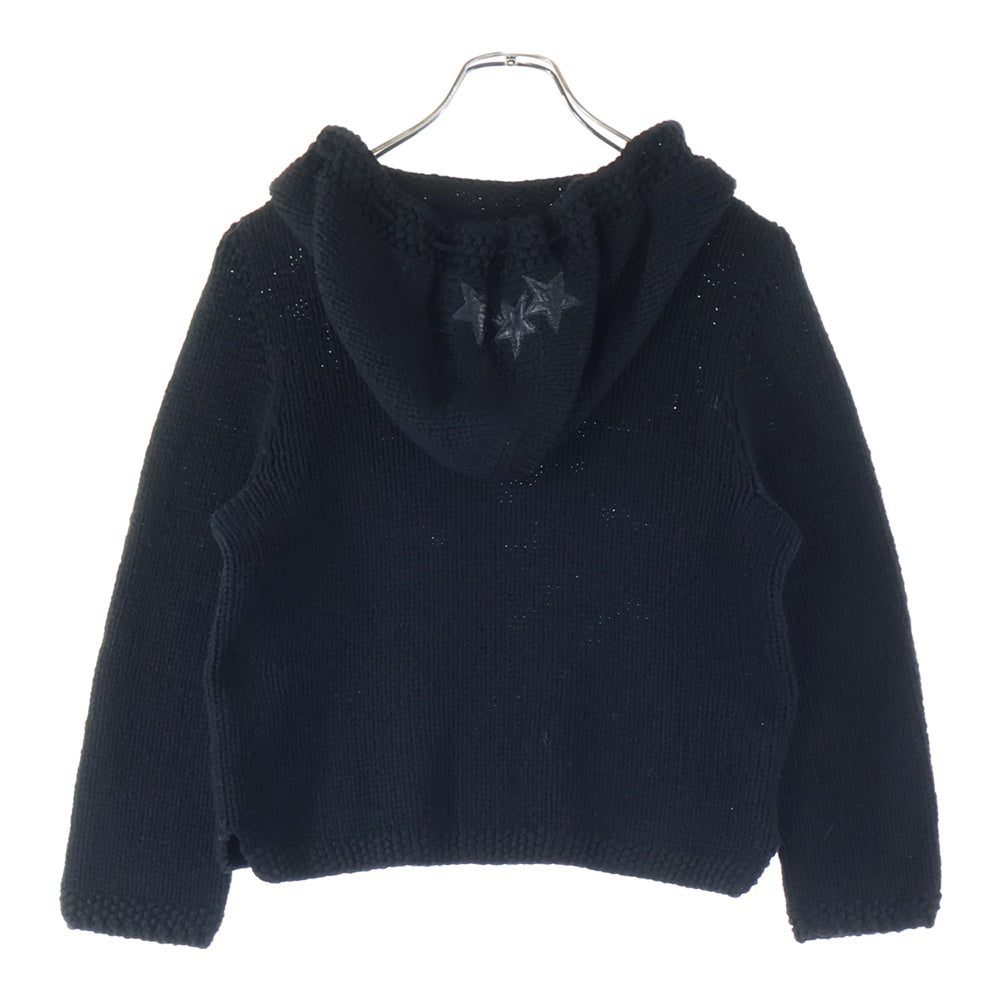 CHROME HEARTS(クロムハーツ) スターパッチ付き スパイク装飾 カシミアプルオーバーパーカー ブラック