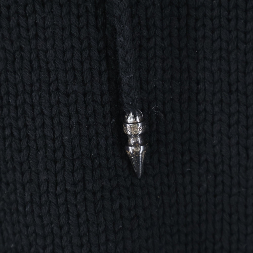 CHROME HEARTS(クロムハーツ) スターパッチ付き スパイク装飾 カシミアプルオーバーパーカー ブラック