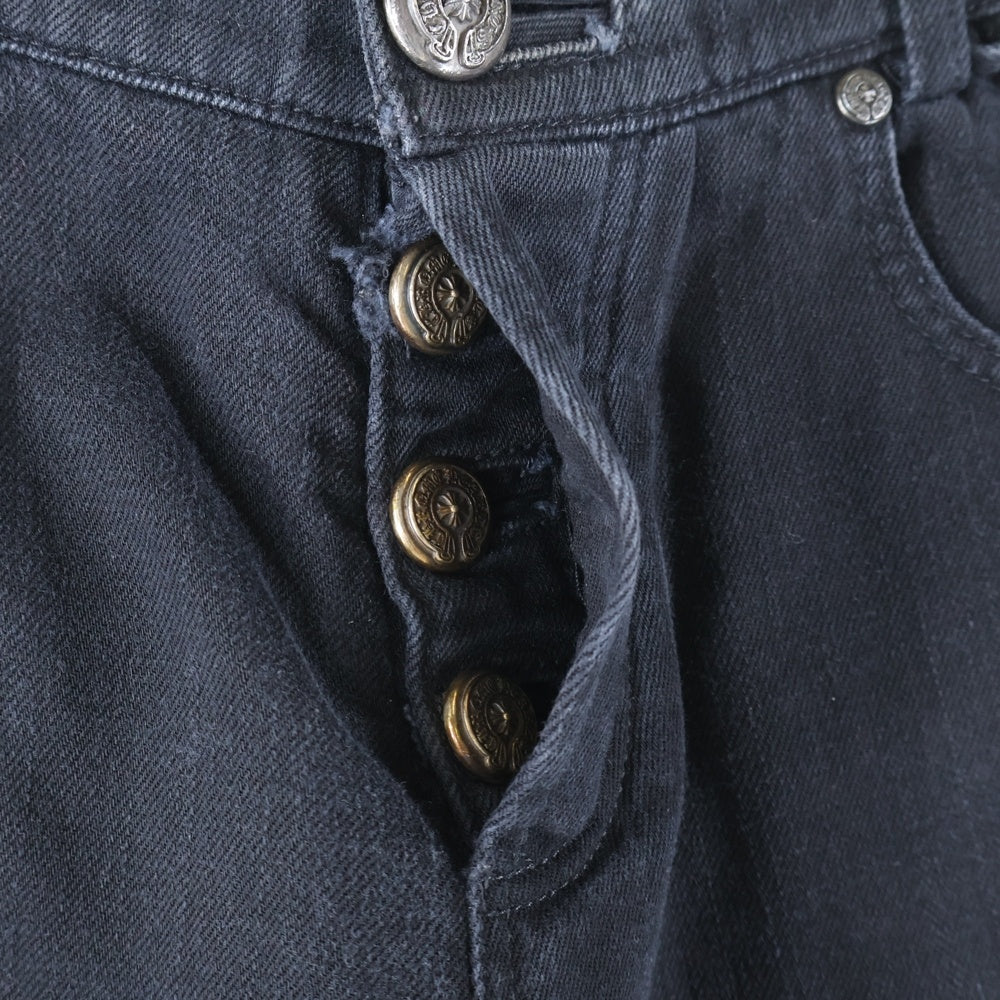CHROME HEARTS(クロムハーツ) JEAN SL FLEURKNEE ダガージップフレアニーデニムパンツ