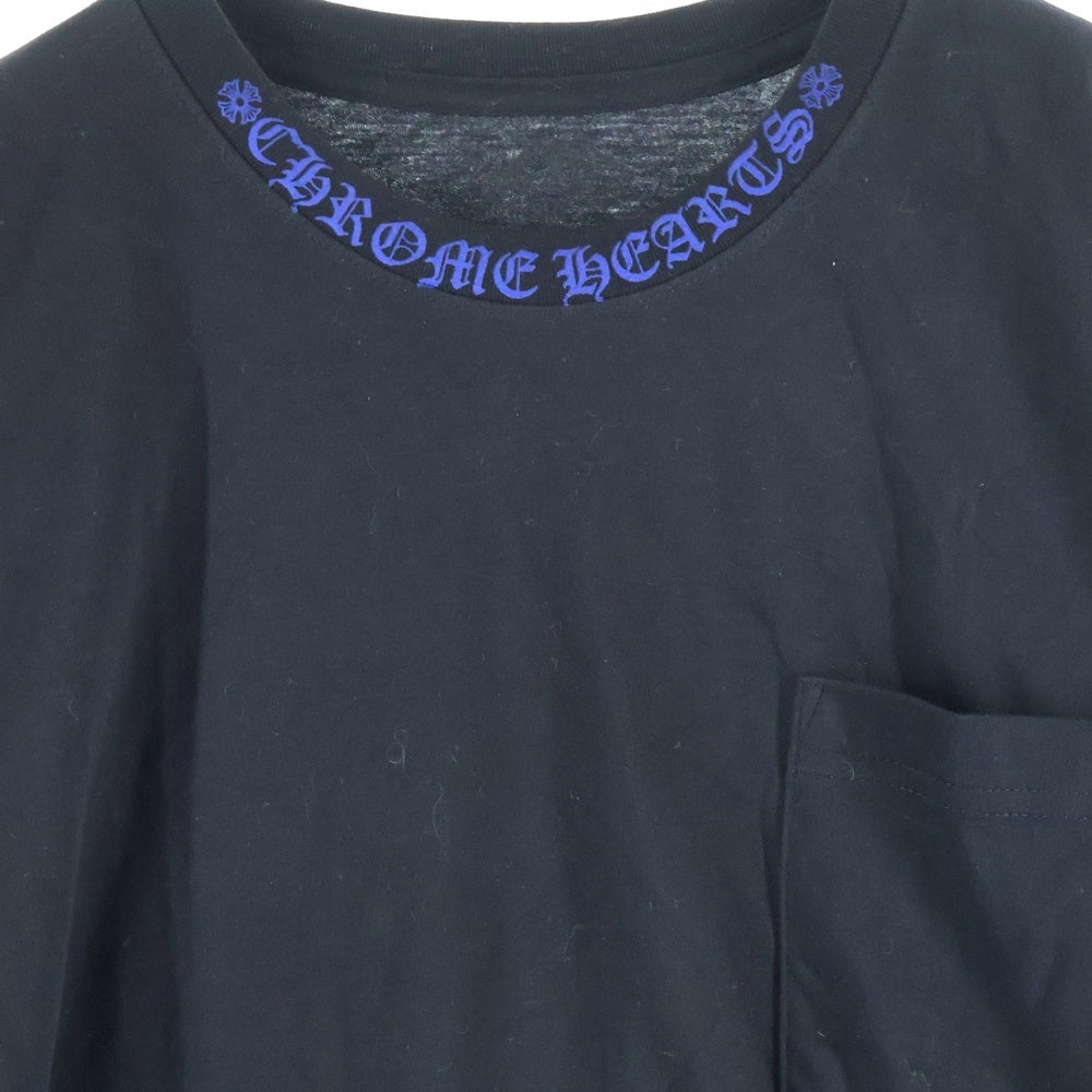 CHROME HEARTS(クロムハーツ) NECK LOGO S/S TEE ネック ロゴプリントTシャツ 半袖カットソー ブラック/ブルー