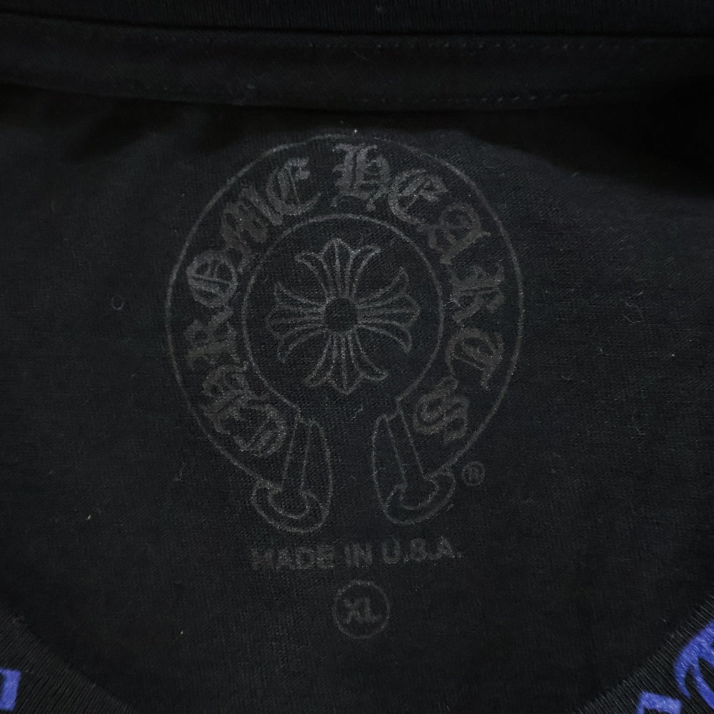 CHROME HEARTS(クロムハーツ) NECK LOGO S/S TEE ネック ロゴプリントTシャツ 半袖カットソー ブラック/ブルー