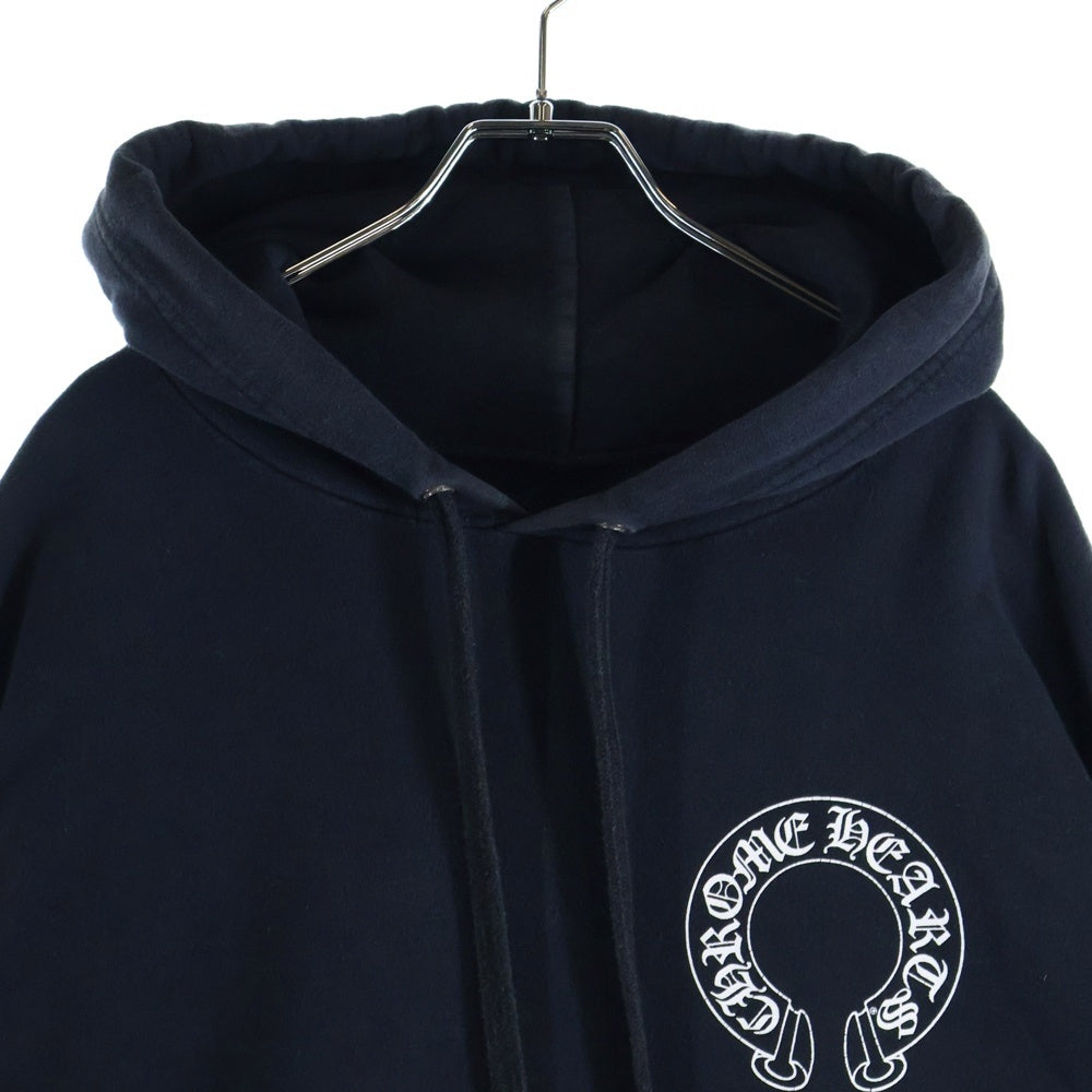 CHROME HEARTS(クロムハーツ) HORSESHOE PULLOVER HOODIE ホースシュープリント アームフローラル プルオーバースウェットパーカー フーディ ブラック