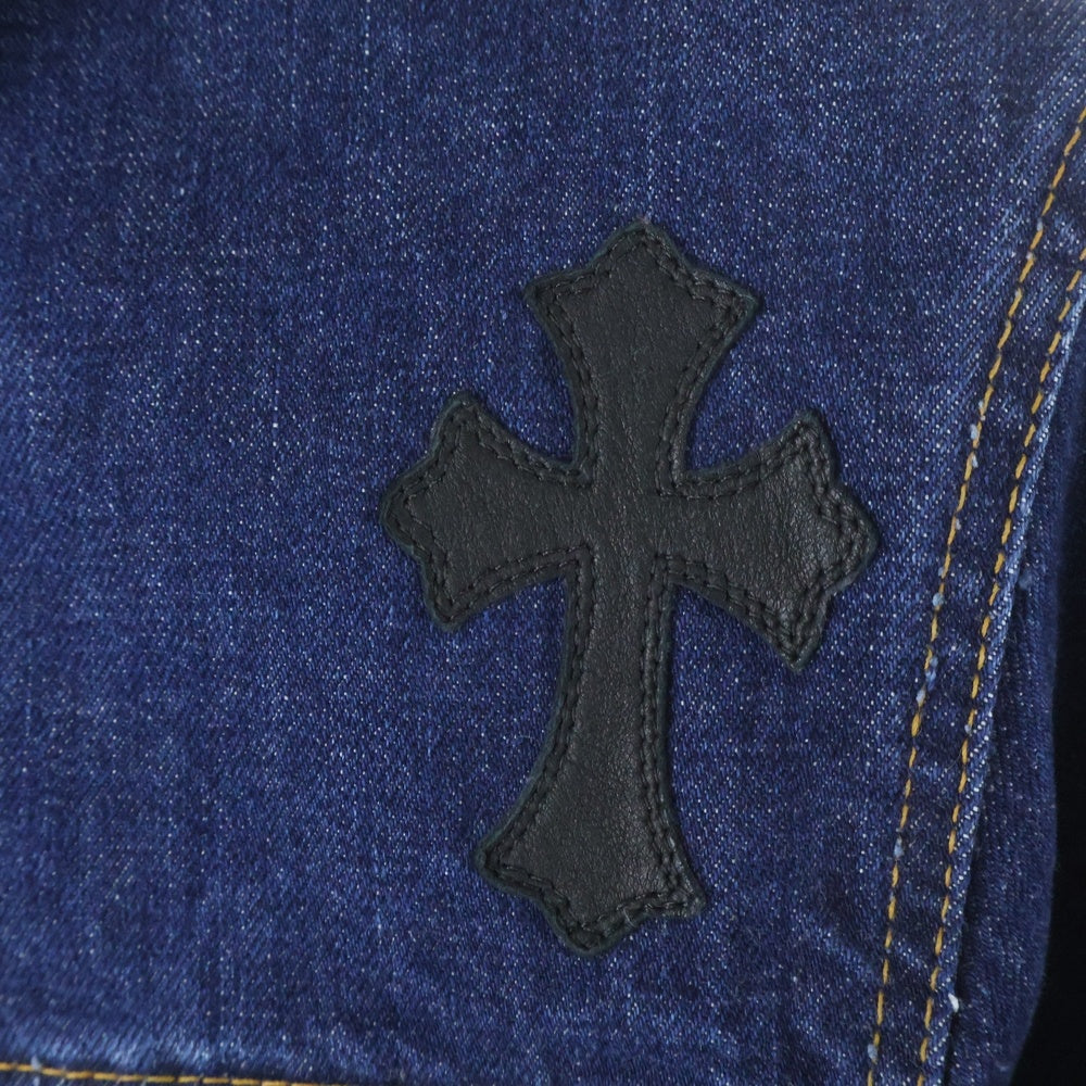 CHROME HEARTS(クロムハーツ) ×リーバイス LEVI'S クロスパッチ付クロスボールボタンデニムジャケット インディゴ/ブラック