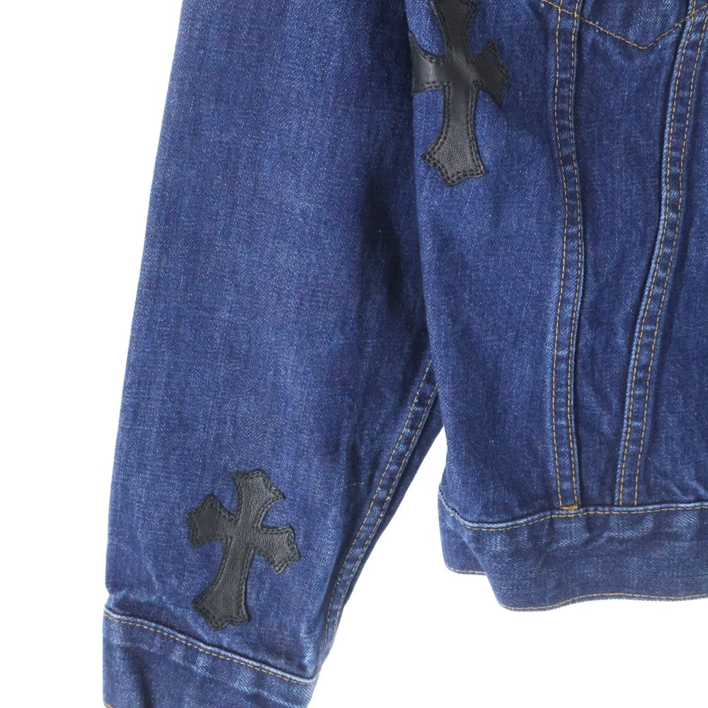 CHROME HEARTS(クロムハーツ) ×リーバイス LEVI'S クロスパッチ付クロスボールボタンデニムジャケット インディゴ/ブラック