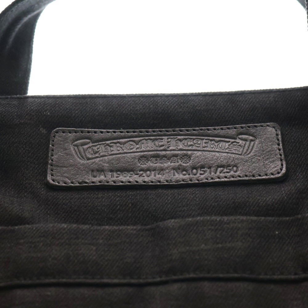 CHROME HEARTS(クロムハーツ) ユナイテッドアローズ25周年記念 250個限定 ダガージップ クロスパッチ付き デニムレザー コンビ トートバッグ ブラック/シルバー