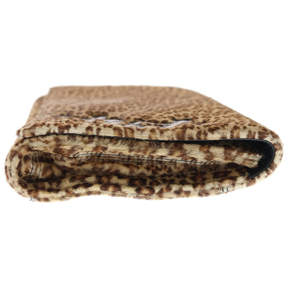 CHROME HEARTS(クロムハーツ) セメタリークロスパッチ付き レオパード クラッチバック ブラック/ベージュ