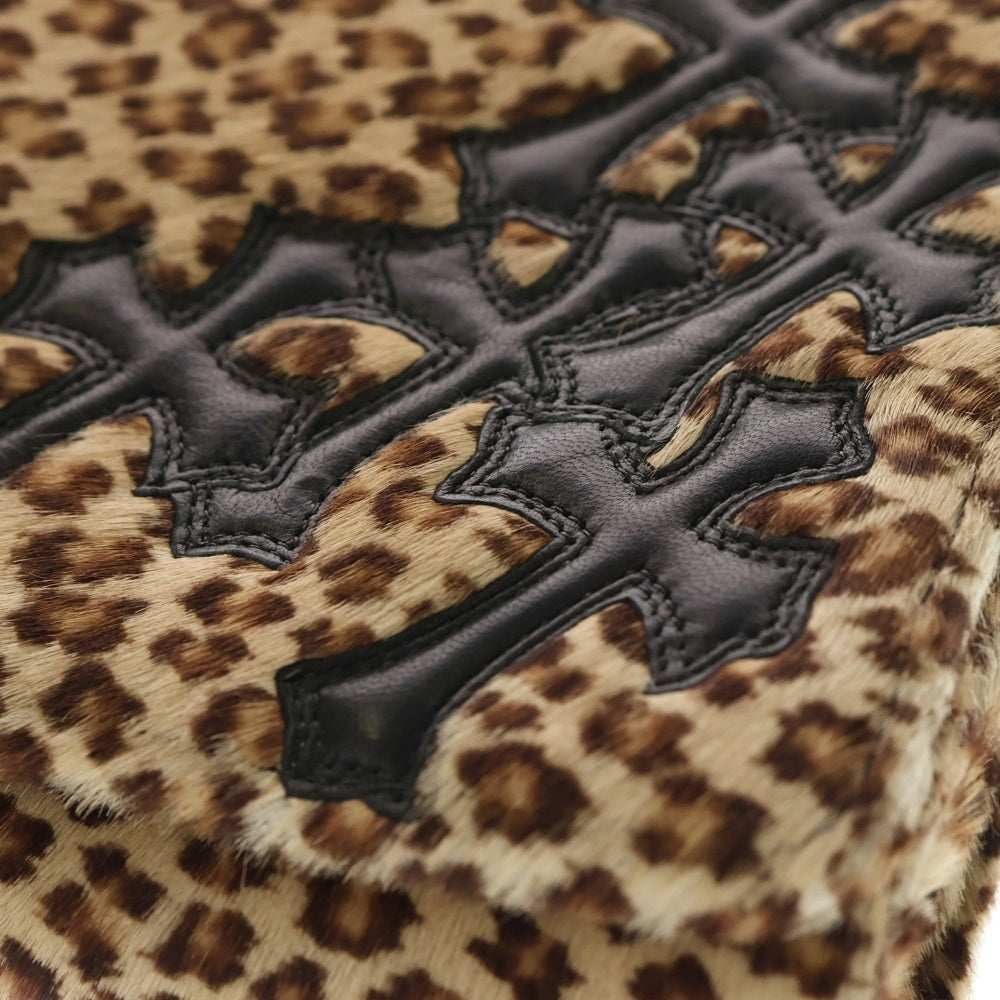 CHROME HEARTS(クロムハーツ) セメタリークロスパッチ付き レオパード クラッチバック ブラック/ベージュ