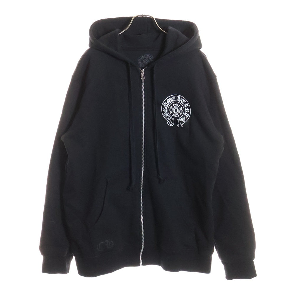 CHROME HEARTS(クロムハーツ) SWTSHRT HD ZIP LTD ホノルル限定バックホースシュープリントジップアップパーカー ブラック/ホワイト