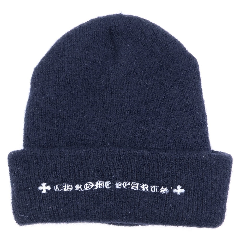 CHROME HEARTS(クロムハーツ) WATCH CAP ワッチキャップ CHロゴ刺繍ビーニー ニットキャップ 帽子 ブラック/ブラック レディース