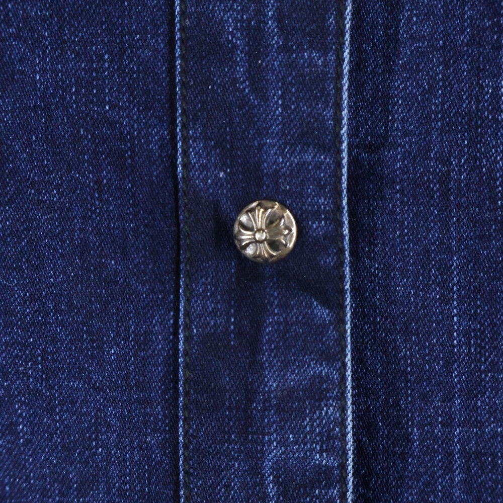 CHROME HEARTS(クロムハーツ) LOOSEENDS LS ルーズエンド 袖クロスパッチ クロスボールボタン デニム長袖シャツ インディゴ