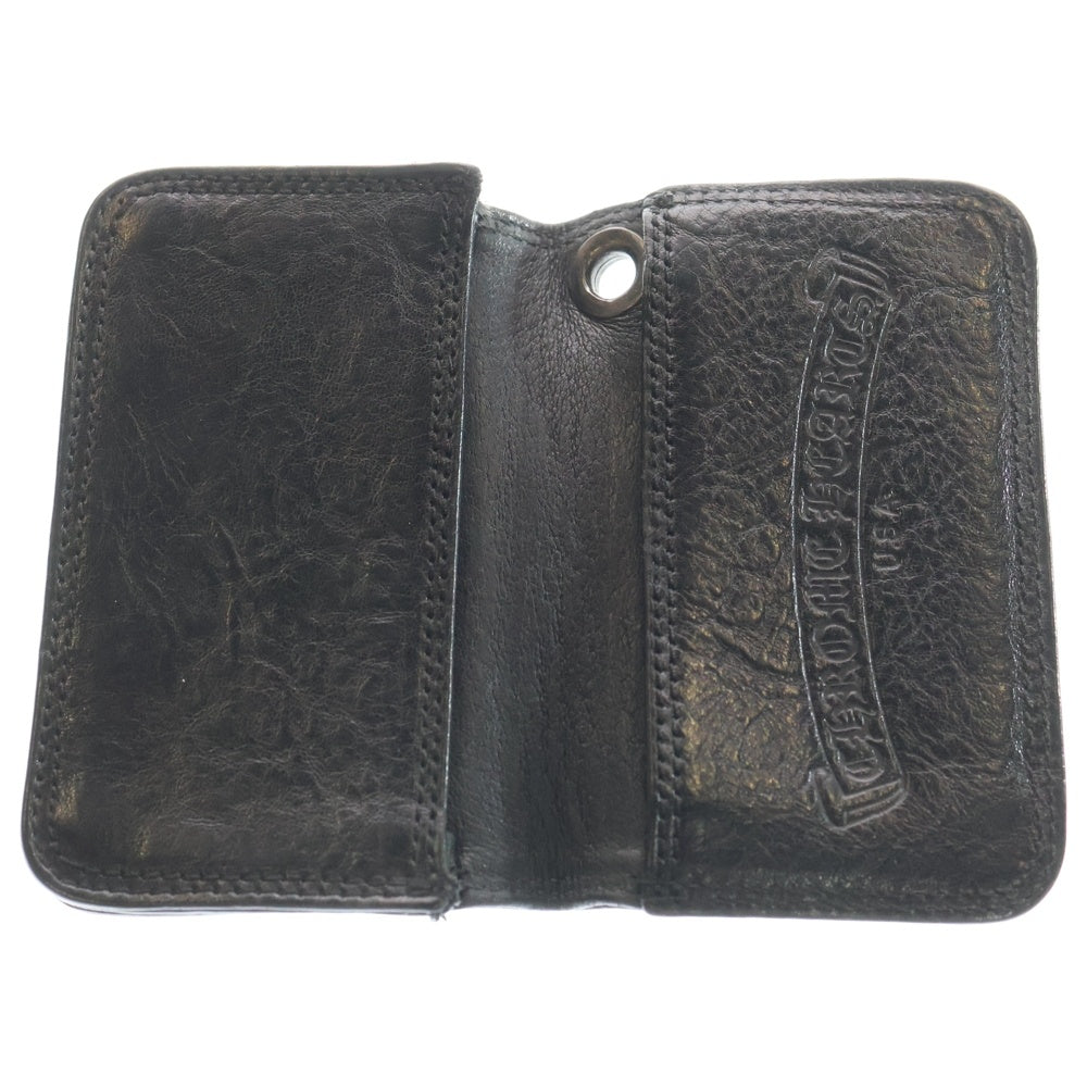 CHROME HEARTS(クロムハーツ) CARD CASE スクロールラベル レザーカードケース ブラック