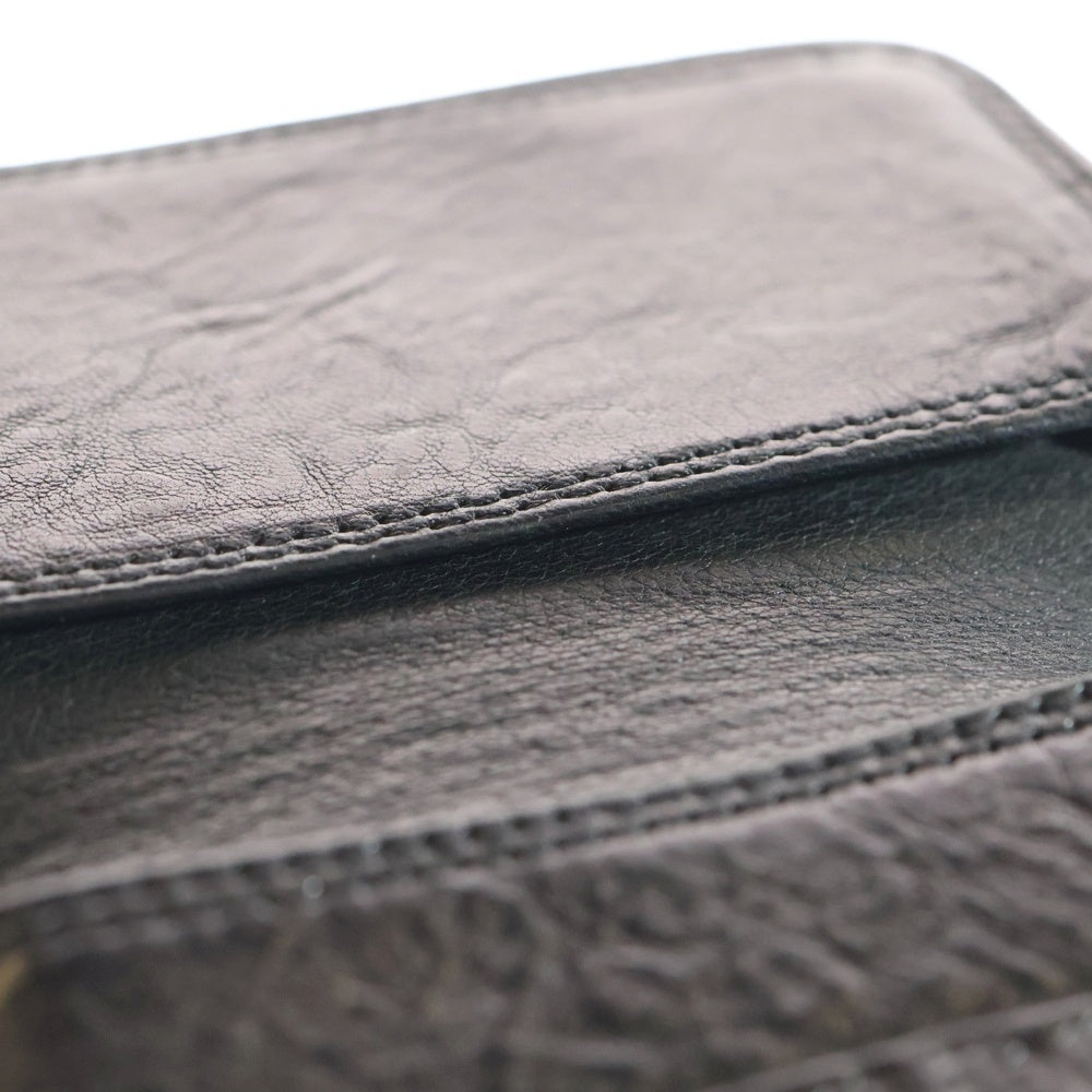 CHROME HEARTS(クロムハーツ) CARD CASE スクロールラベル レザーカードケース ブラック