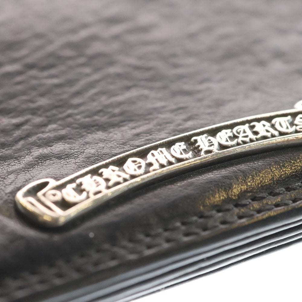 CHROME HEARTS(クロムハーツ) CARD CASE スクロールラベル レザーカードケース ブラック