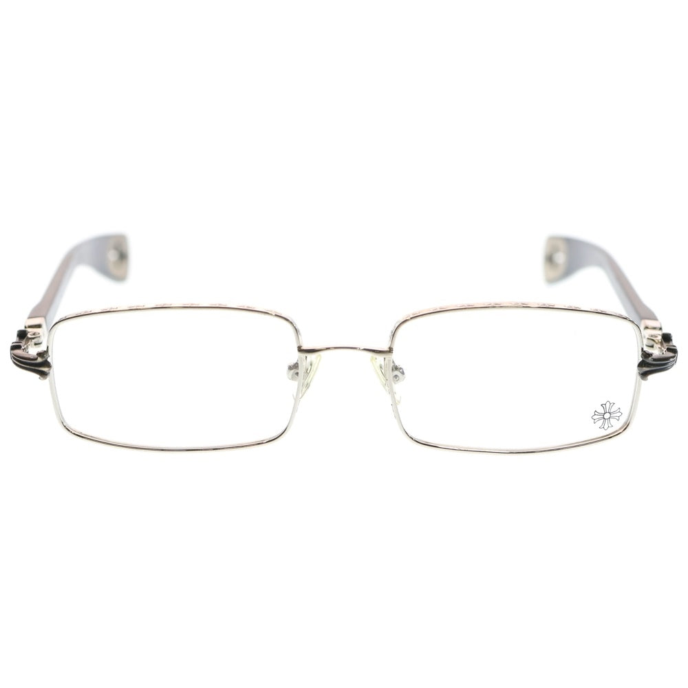 CHROME HEARTS(クロムハーツ) AXE ANTIQUE SILVER EBONY WOOD CHクロス スクエアフレーム エボ二ウッド 眼鏡 ブラウン/シルバー