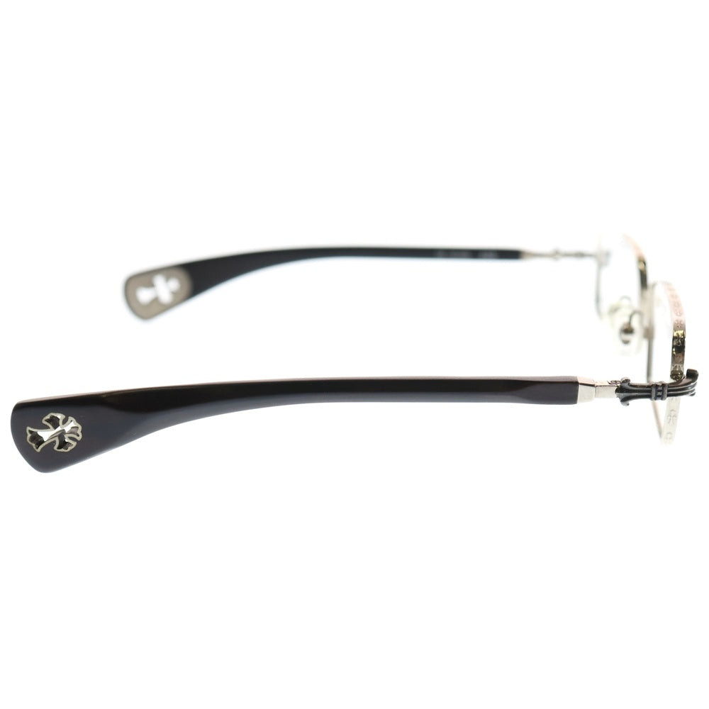 CHROME HEARTS(クロムハーツ) AXE ANTIQUE SILVER EBONY WOOD CHクロス スクエアフレーム エボ二ウッド 眼鏡 ブラウン/シルバー