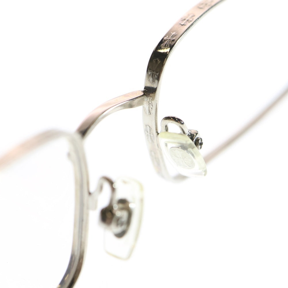 CHROME HEARTS(クロムハーツ) AXE ANTIQUE SILVER EBONY WOOD CHクロス スクエアフレーム エボ二ウッド 眼鏡 ブラウン/シルバー