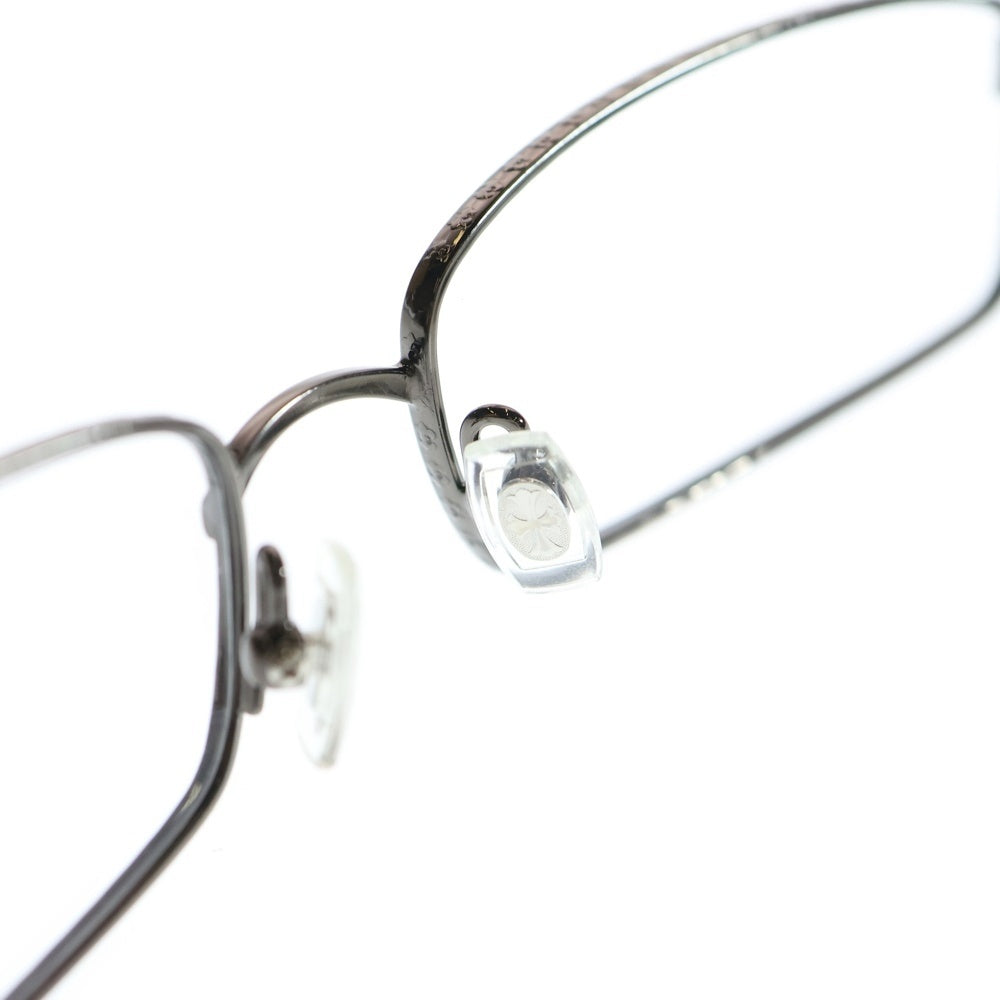 CHROME HEARTS(クロムハーツ) TE-W.A.-TE 3 CHクロス スクエア アイウェアフレーム マホガニーウッドテンプル 眼鏡 ブラウン/シルバー