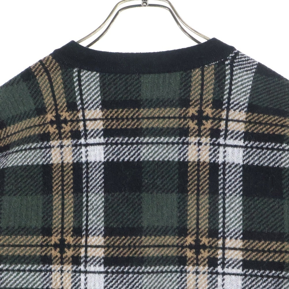 CHROME HEARTS(クロムハーツ) BIG CITY CH PLS カシミヤ混 チェック柄 Vネックウールニット マルチ