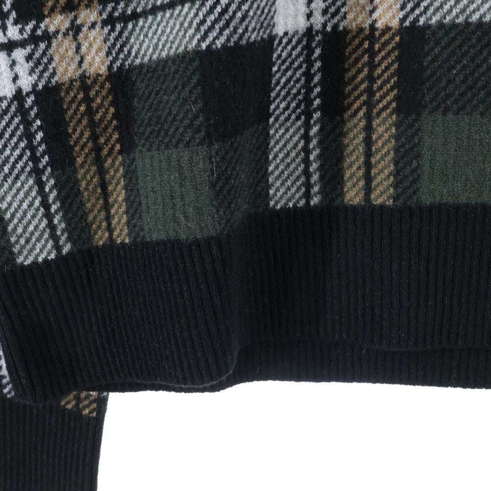 CHROME HEARTS(クロムハーツ) BIG CITY CH PLS カシミヤ混 チェック柄 Vネックウールニット マルチ