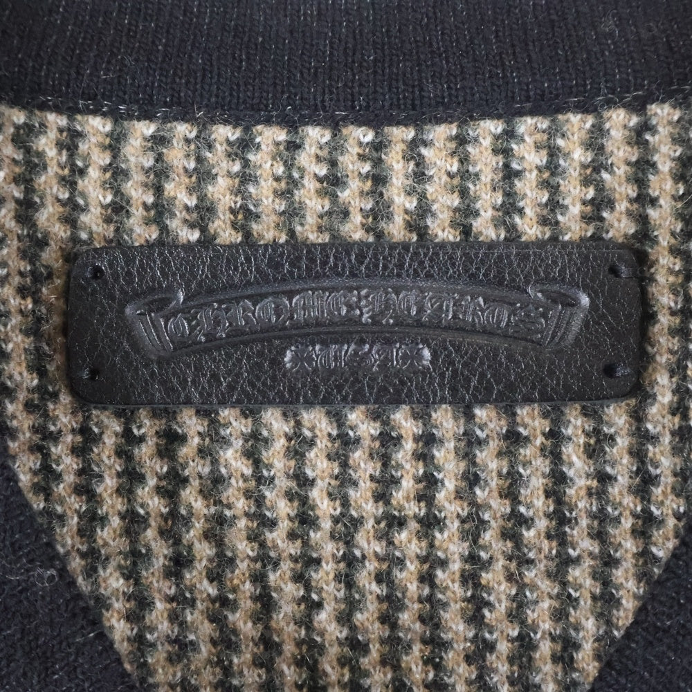 CHROME HEARTS(クロムハーツ) BIG CITY CH PLS カシミヤ混 チェック柄 Vネックウールニット マルチ