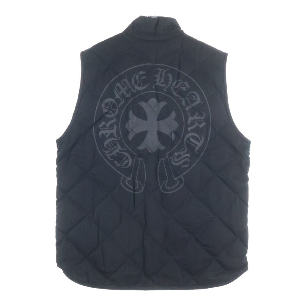 CHROME HEARTS(クロムハーツ) TEENAGE KICKS バックホースシューCHプラスプリント クロスボタンキルティングコットンダウンベスト ブラック