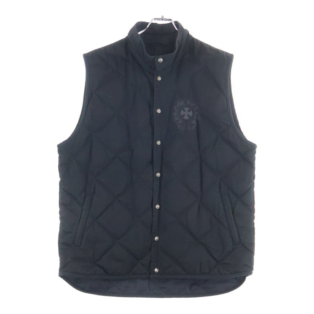 CHROME HEARTS(クロムハーツ) TEENAGE KICKS バックホースシューCHプラスプリント クロスボタンキルティングコットンダウンベスト ブラック