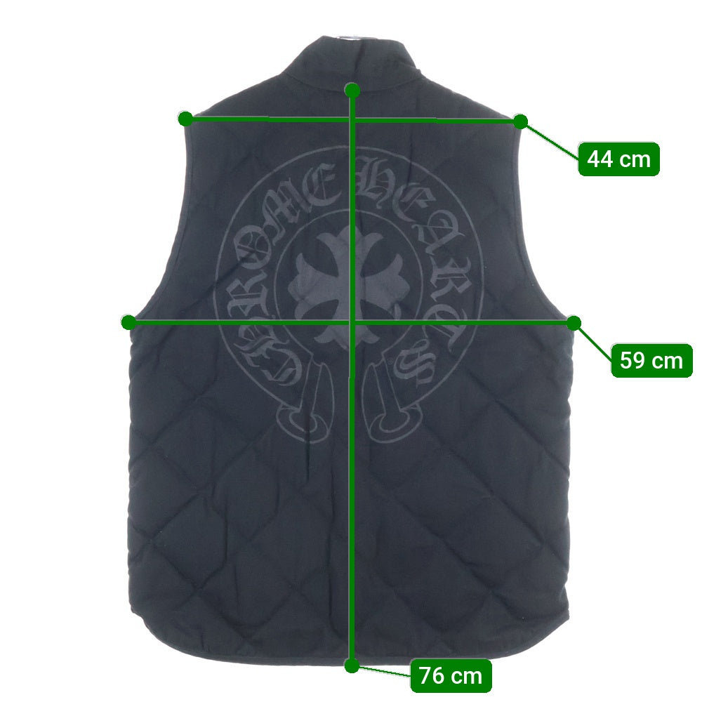 CHROME HEARTS(クロムハーツ) TEENAGE KICKS バックホースシューCHプラスプリント クロスボタンキルティングコットンダウンベスト ブラック