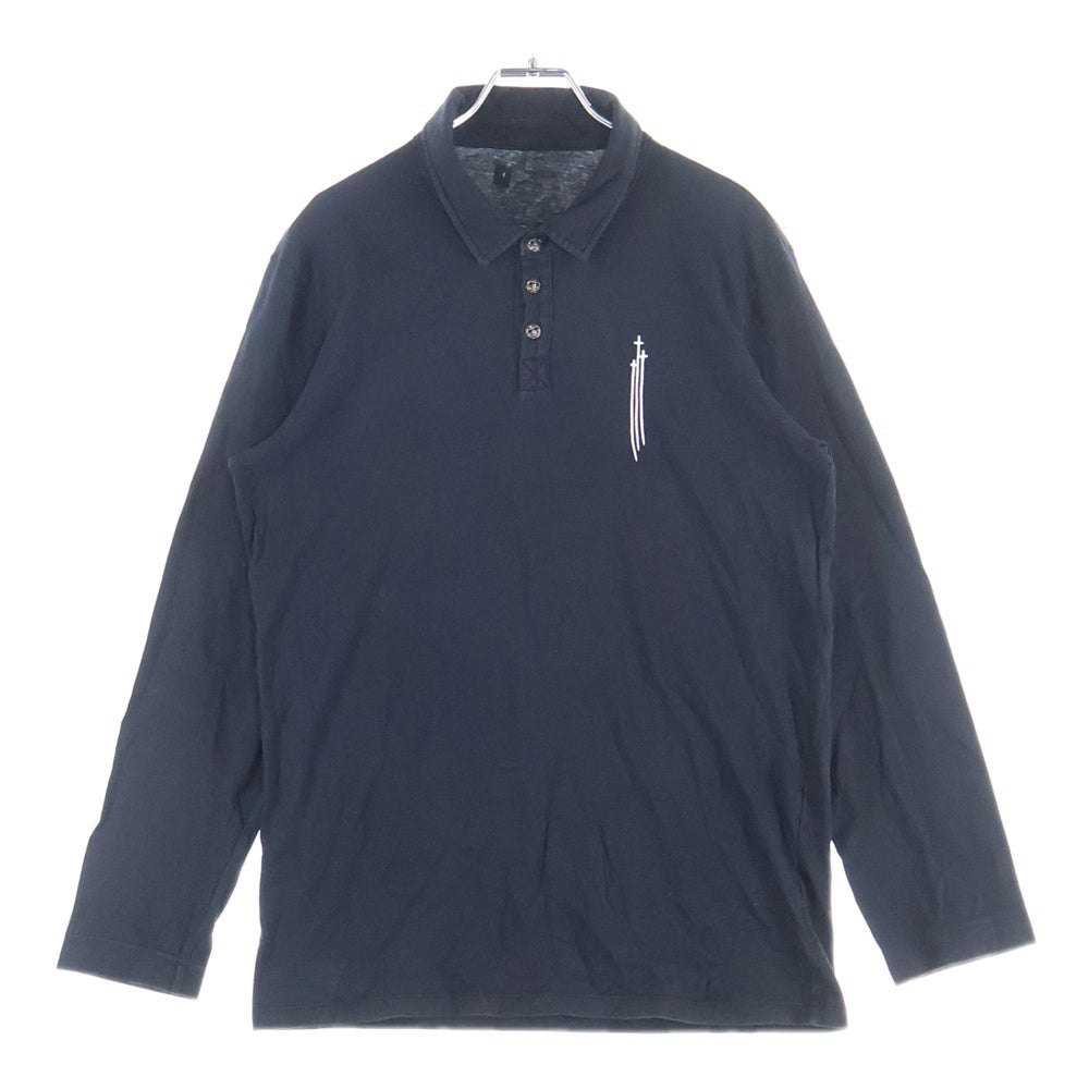 CHROME HEARTS(クロムハーツ) フレアボタンRS3プリント長袖カットソー ポロシャツ ブラック