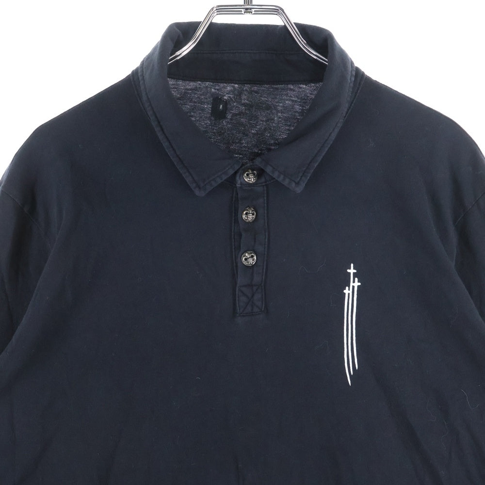 CHROME HEARTS(クロムハーツ) フレアボタンRS3プリント長袖カットソー ポロシャツ ブラック