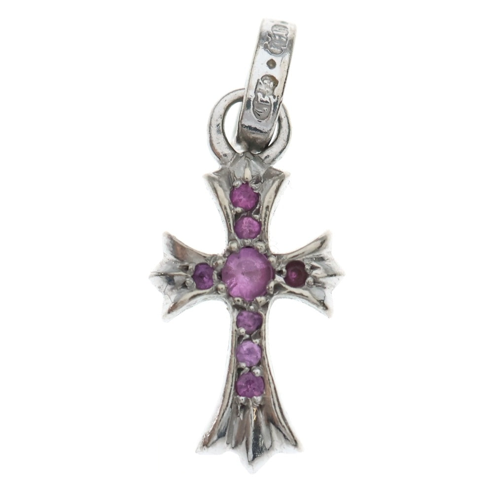 CHROME HEARTS(クロムハーツ) 18KWG CRS BBYFAT P/SAP ベイビーファットクロス PAVEピンクサファイア ペンダントトップ ホワイトゴールド
