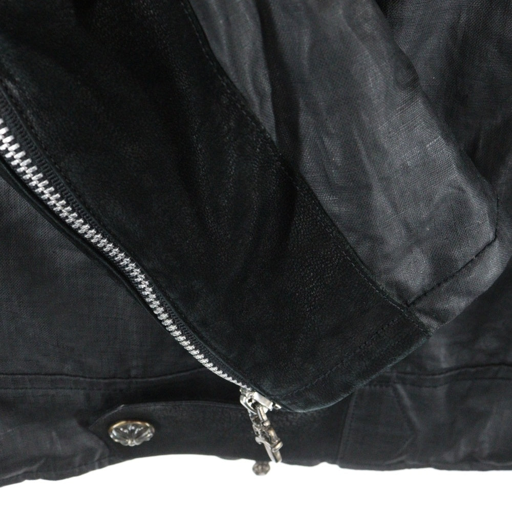 CHROME HEARTS(クロムハーツ) CARMALITA カルマリータ 襟付シングルダガージップ アームフレアニー デストロイレザージャケット