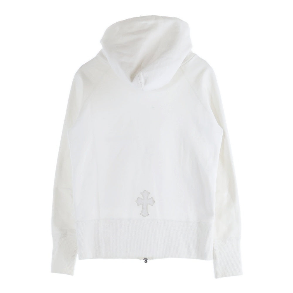 CHROME HEARTS(クロムハーツ) SWTSHRT HD ZIP バッククロスパッチ付き ジップアップパーカー ホワイト レディース