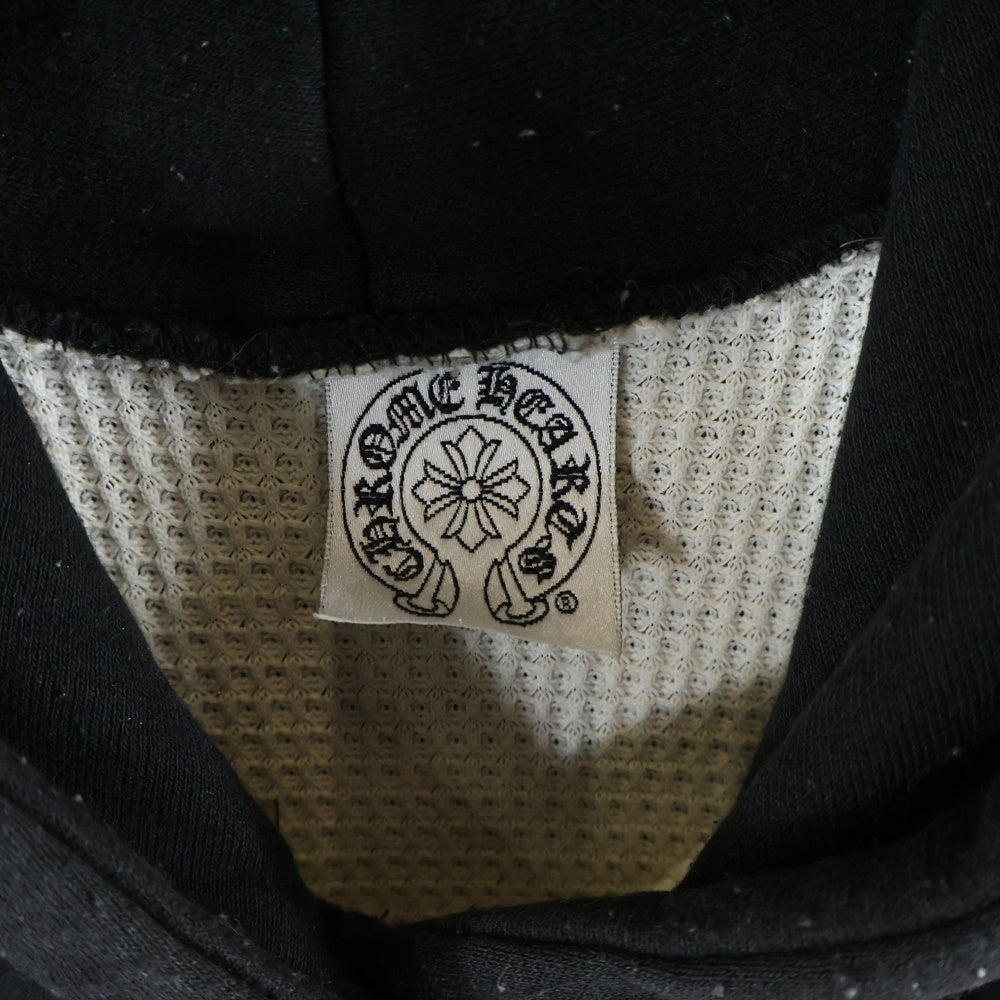 CHROME HEARTS(クロムハーツ) OLD SWTSHRT PLVR HD ヴァインダガープリント 袖英字プリント 裏地サーマル スウェットプルオーバーパーカー ブラック