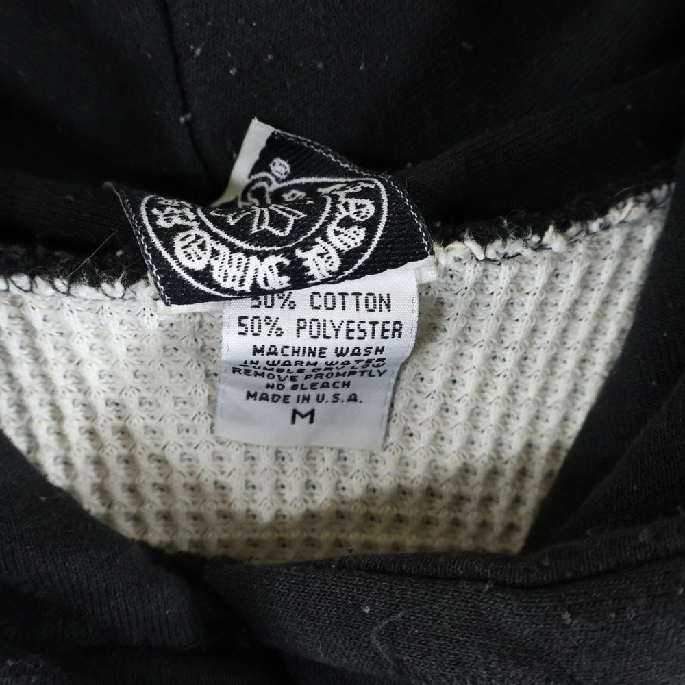 CHROME HEARTS(クロムハーツ) OLD SWTSHRT PLVR HD ヴァインダガープリント 袖英字プリント 裏地サーマル スウェットプルオーバーパーカー ブラック